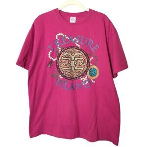 Vintage 90s Womens Sz L Jerzees Pink Vegas Treasure Island Mirage T Shirt